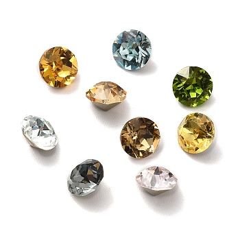 Faceted K9 Glass Rhinestone Cabochons, Pointed Back & Back Plated, Diamond, Mixed Color, 6x4mm