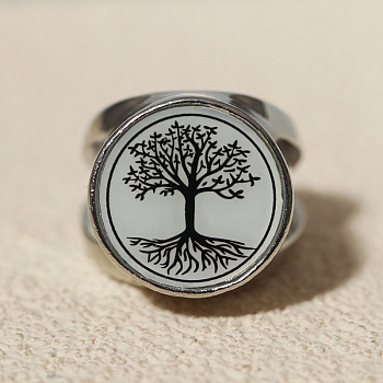 Tree of Life Urn Ashes Ring, Alloy Finger Rings, Platinum, US Size 9(18.9mm)