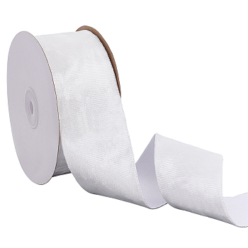 15 Yards Single Face Flat Velvet Ribbons, Polycotton Ribbons, Garment Accessories, White, 2 inch(50mm)