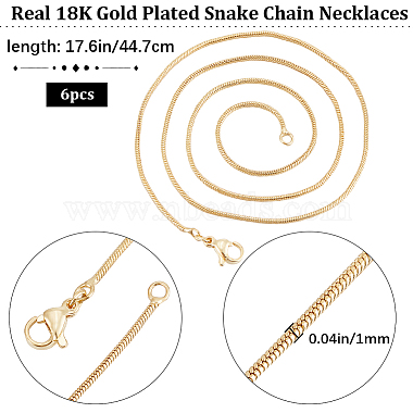 6Pcs Brass Snake Chain Necklaces Set for Men Women(MAK-BBC0001-07)-2