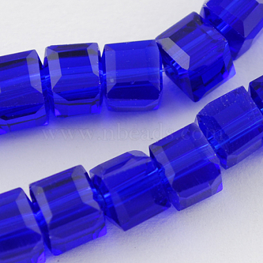 6mm Blue Cube Glass Beads