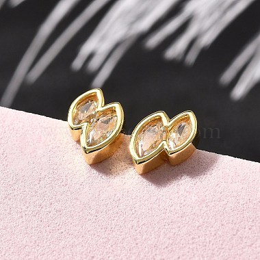 Horse Eye Brass Micro Pave Clear Cubic Zirconia Stud Earrings(EJEW-R018-09G)-3