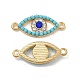Alloy Connector Charms with Capri Blue Rhinestone and Synthetic Turquoise(FIND-H039-35G)-1