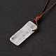 Natural Quartz Crystal Nugget Pendant Necklace with Waxed Cord for Women(NJEW-F306-01H)-4