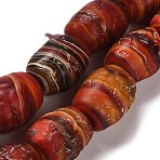 Handmade Lampwork Beads Strands, Oval, Red, 17~17.5x13~14mm, Hole: 3~4mm, about 10pcs/strand, 6.69 inch(17cm)(LAMP-C016-01A)