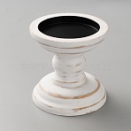 Wooden Candlestick, Candle Holders, Column, White, 97x100mm, Inner Diameter: 75mm(DIY-WH0308-813A)