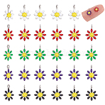 30Pcs 5 Colors Ion Plating(IP) 304 Stainless Steel Charms, with Enamel, Flower, Mixed Color, 10x7.5x2mm, Hole: 1mm, 6pcs/color(STAS-UN0041-62)