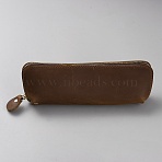 Rectangle Leather Pen Bags, Zipper Pen Bags, with Alloy Findings, Study Supplies, Saddle Brown, 65x190x43mm(AJEW-WH20001-27C-02)