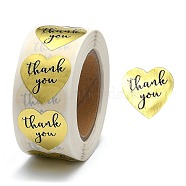 1 Inch Thank You Stickers, Self-Adhesive Kraft Paper Gift Tag Stickers, Adhesive Labels, Heart Shape, Gold, Heart: 25x25mm, 500pcs/roll(DIY-G021-13C)