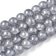 Baking Painted Crackle Glass Bead Strands, Round, Dark Gray, 8mm, Hole: 1.3~1.6mm, about 100pcs/strand, 31.4 inch(DGLA-Q023-8mm-YS34-A)
