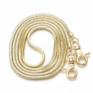 Bag Strap Chains, Wallet Chains, Brass Snake Chains, with Swivel Clasps, Light Gold, 116x0.32x0.32cm(MAK-T006-08)