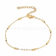 Ion Plating(IP) 304 Stainless Steel Cable Chain Bracelets, with Lobster Claw Clasps and Tube Beads, Golden, 7-1/4 inch(18.5cm)(BJEW-JB05655)