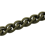 Iron Wheat Chains, Foxtail Chain, Unwelded, with Spool, Twist Oval, Nickel Free, Antique Bronze, 5x4x1mm, about 164.04 Feet(50m)/roll(CH-R009-5x4mm-AB-NF)