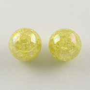 AB Color Transparent Crackle Round Acrylic Beads, Champagne Yellow, 20mm, Hole: 2.5mm, about 108pcs/500g(CACR-S006-07)