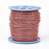 Iron Ball Chains, Soldered, with Spool, Electrophoresis, Pale Violet Red, 2.4mm, about 100yards/roll(91.44m/roll)(CH-F002B-04)