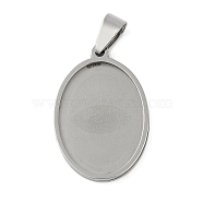 Non-Tarnish 201 Stainless Steel Pendant Cabochon Settings, Oval Charms, Stainless Steel Color, Tray: 25x18mm, 30.5x20.5x2.1mm, Hole: 7.5x4.5mm(STAS-L279-012P-02)