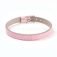 PU Leather Watch Band Strap, Watch Belt, Fit Slide Charms, with Iron Clasps, Platinum, Pearl Pink, 8-3/4 inch(22.3cm), 7.5x1.5mm(BJEW-E350-11J)
