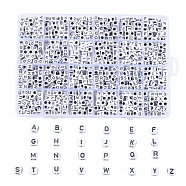 Craft Acrylic Beads, Alphabet Style, Horizontal Hole, Cube, Letter A~Z, 6x6x6mm, Hole: 3mm, about 934pcs/box(SACR-X0015-10)