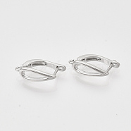 Brass Hoop Earring Findings with Latch Back Closure, Nickel Free, with Horizontal Loop, Teardrop, Real Platinum Plated, 15.5x5x10.5mm, Hole: 1.2mm, pin: 1mm(KK-T048-020P-NF)