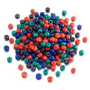 Opaque Glass Round Seed Beads, Mixed Colors, Coconut Brown, 4~4.5x3~4mm, Hole: 1.4mm, about 2453pcs/bag(GLAA-TAC0025-07B-08)