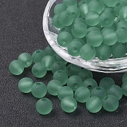 Transparent Acrylic Beads, Round, Frosted, Medium Sea Green, 8mm, Hole: 1.5mm(X-PL582-C14)