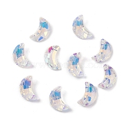Electroplate Transparent Glass Pendants, Back Plated, Faceted, Crescent Moon Charms, Clear, 20x13x6mm, Hole: 1.2mm(GLAA-A008-10A)