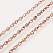 Iron Textured Cable Chains, Unwelded, with Spool, Red Copper, 3x2x0.5mm, about 328.08 Feet(100m)/roll(CH-0.5YHSZ-R)