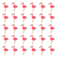 40Pcs Alloy Enamel Pendants, Flamingo Shape, Golden, Hot Pink, 28.5x18x1mm, Hole: 2mm(ENAM-GO0001-04)