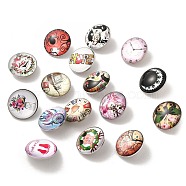 Glass Buttons, with Alloy & Brass Finding, Mixed Color, 19x5mm(BUTT-XCP0001-09)