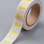 Foil Masking Tapes, DIY Scrapbook Decorative Paper Tapes, Adhesive Tapes, for Craft and Gifts, Pineapple, Gold, 15mm, 10m/roll(DIY-G016-D09)