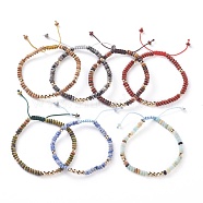 Natural Mixed Gemstone Braided Bead Bracelets, with Nylon Cord and Non-magnetic Synthetic Hematite Beads, 2-1/8 inch~2-3/4 inch(5.5~7cm)(BJEW-O175-C)