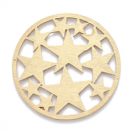 Aluminium Filigree Joiners Links, Laser Cut Filigree Joiners Links, Flat Round with Star, Golden, 50x1mm(ALUM-T001-18G)