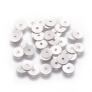 316 Surgical Stainless Steel Beads, Heishi Beads, Flat Round/Disc, Stainless Steel Color, 5x0.2mm, Hole: 0.8mm(STAS-I118-12P-02)
