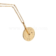 12 Constellation Rotating Wheel 201 Stainless Steel Pendant Necklace for Anxiety Stress Relief, Golden, 18.11 inch(46cm)(MATO-PW0001-064)
