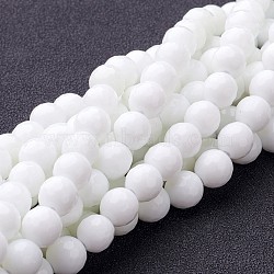 Synthetic White Agate Beads Strands, Dyed & Heated, Faceted, Round, White, 8mm, Hole: 1mm, about 49pcs/strand, 15 inch(X-G-D419-8mm-01)