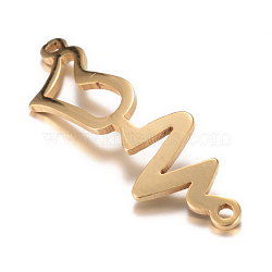 201 Stainless Steel Links connectors, Heartbeat, Golden, 31.5x10x1mm, Hole: 1mm(X-STAS-S059-13A)
