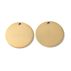 304 Stainless Steel Pendants, Stamping Blank Tag, Flat Round Charm, Real 18K Gold Plated, 21x1.3mm, Hole: 1.6mm(STAS-Q308-09P-G)