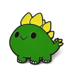 Cartoon Dino Alloy Brooches, Chunky Dinosaur Enamel Pins, Green, 29x30mm(JEWB-M046-11)