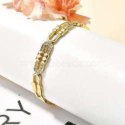 304 Stainless Steel Rhinestone Hinged Bangles for Women, Oval, Ion Plating(IP) Plated, Golden, 3/8 inch(0.95cm), Inner Diameter: 2-1/8 inch(5.4cm)(BJEW-U021-05G)