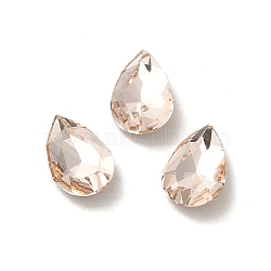 Glass Rhinestone Cabochons, Point Back & Back Plated, Faceted, Teardrop, Light Peach, 8x5x2.5mm(RGLA-P037-11A-D261)