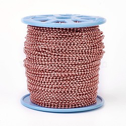 Iron Ball Chains, Soldered, with Spool, Electrophoresis, Pale Violet Red, 2.4mm, about 100yards/roll(91.44m/roll)(CH-F002B-04)