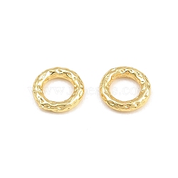 Brass European Beads, Hammered Ring, Large Hole Beads, Rack Plating, Long-Lasting Plated, Lead Free & Cadmium Free, Real 18K Gold Plated, 8x1.5mm, Hole: 4.5mm(KK-CBA78C7-36A-G)