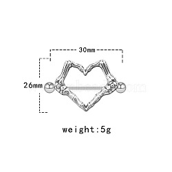 304/316 Stainless Steel Nipple Rings, Nipple Piercing Bars, Stainless Steel Color, Lip, 30x26mm(WG57600-02)