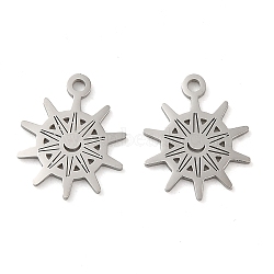 Non-Tarnish 304 Stainless Steel Charms, Laser Cut, Sun Charm, Stainless Steel Color, 15x12x1mm, Hole: 1.4mm(STAS-J042-01P)