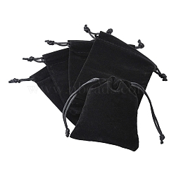 Velvet Jewelry Bags, Black, 105x90mm(TP-A001-9x10.5cm-2)
