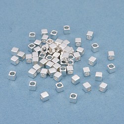 201 Stainless Steel Beads, Square, Silver, 3x3x3mm, Hole: 1.8mm(STAS-P223-11S)