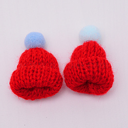 Handmade Wool Woven Hat Decoration, DIY Craft Decoration, Red, 45x25mm, Inner Diameter: 10mm.(DIY-WH0176-47E)