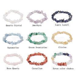 9Pcs 9 Styles Natural Mixed Gemstone Chips Stretch Bracelets Set, Chakra Theme Stackable Bracelets, Inner Diameter: 2~2-1/8 inch(5.2~5.5cm), 1pc/style(BJEW-JB11061)