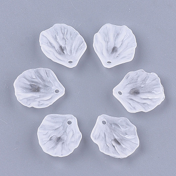 Transparent Acrylic Pendants, Frosted, Leaf, Clear, 19.5x17x4.5mm, Hole: 1.5mm