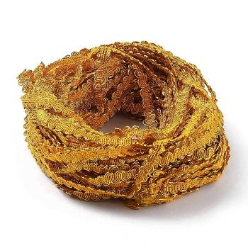 Filigree Corrugated Lace Ribbon, Wave Shape, for Clothing Accessories, Dark Goldenrod, 3/8 inch(10mm), about 130m/bundle